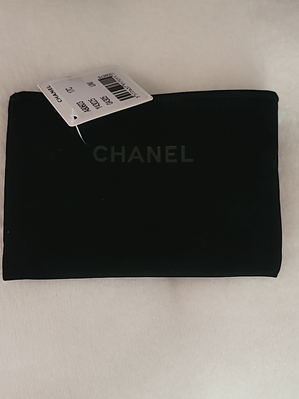 CHANEL Black Pouch with Silver Logo 6x4 "